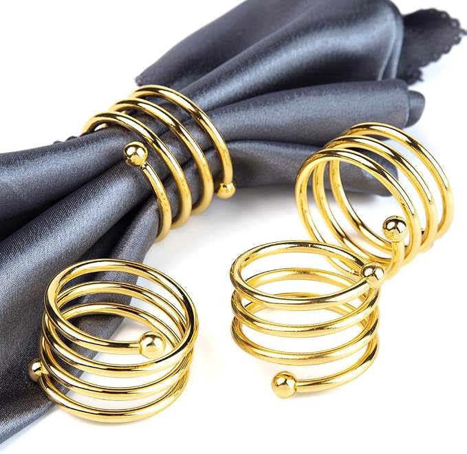 6Pcs Gold Napkin Rings Round Napkin Ring Set of 6 Napkin Holders by Jofefe