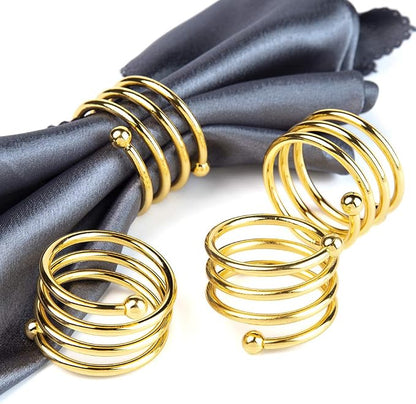 6Pcs Gold Napkin Rings Round Napkin Ring Set of 6 Napkin Holders by Jofefe