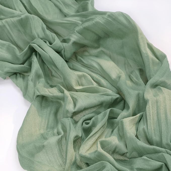 Sage Green Gauze Cheesecloth Table Runner 10ft Boho Rustic Table Decor | - Image 5