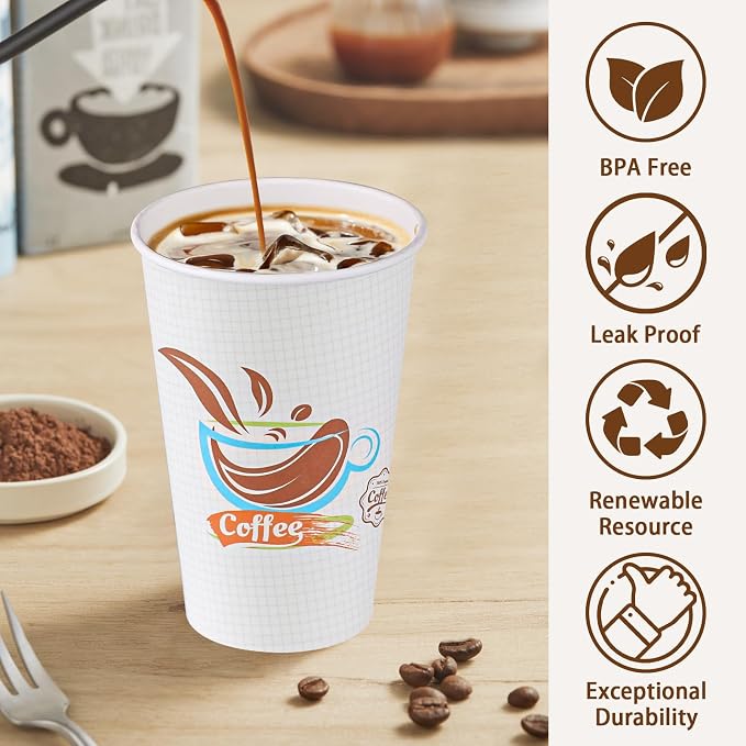 Lamosi 180 Pack 16 oz Coffee Cups, Disposable Paper Cups No Lids | Leakproof - Image 3