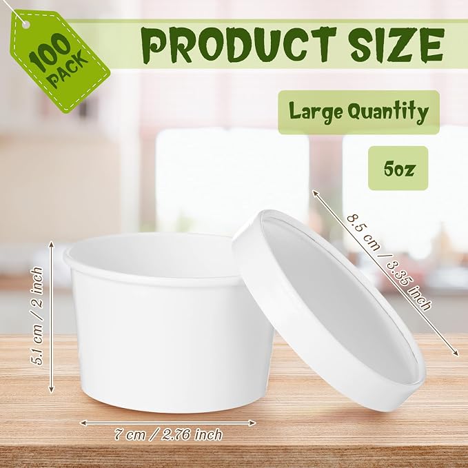 Fulmoon 100 Pack Paper Soup Containers - Image 2