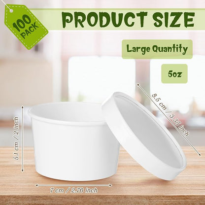 Fulmoon 100 Pack Paper Soup Containers - Image 2