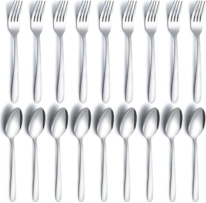24 Pcs Forks and Spoons Silverware Set, Food Grade Stainless Steel Flatware by Gymdin