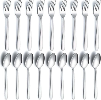 24 Pcs Forks and Spoons Silverware Set, Food Grade Stainless Steel Flatware by Gymdin