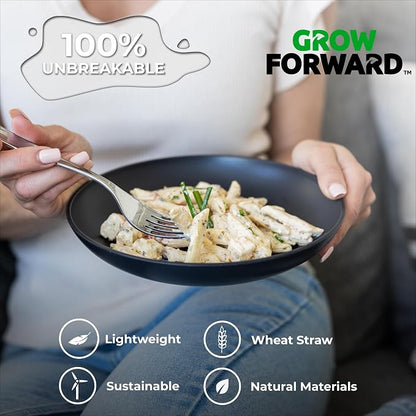 Grow Forward Premium Wheat Straw Pasta Bowls - 30oz Unbreakable Wide & Shallow - Image 4