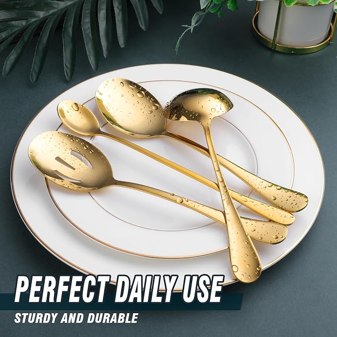 Gold Serving Utensils, OGORI 12-Piece Stainless Steel Serving Utensils Include - Image 4