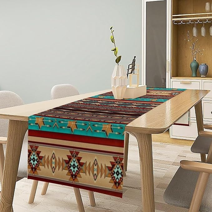 Aztec Southwest Table Runner, Ethnic Style Design Geometric Table Runners - Image 3