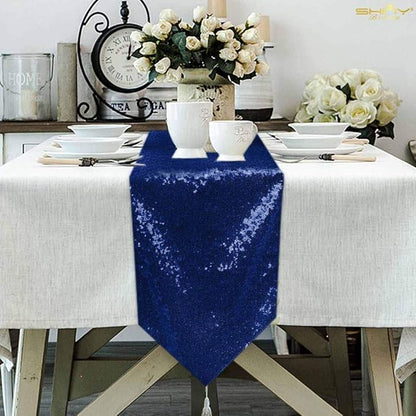 ShinyBeauty Sequin Table Runner Navy Blue Sequins Table Linen Elegant Runners by ShinyBeauty