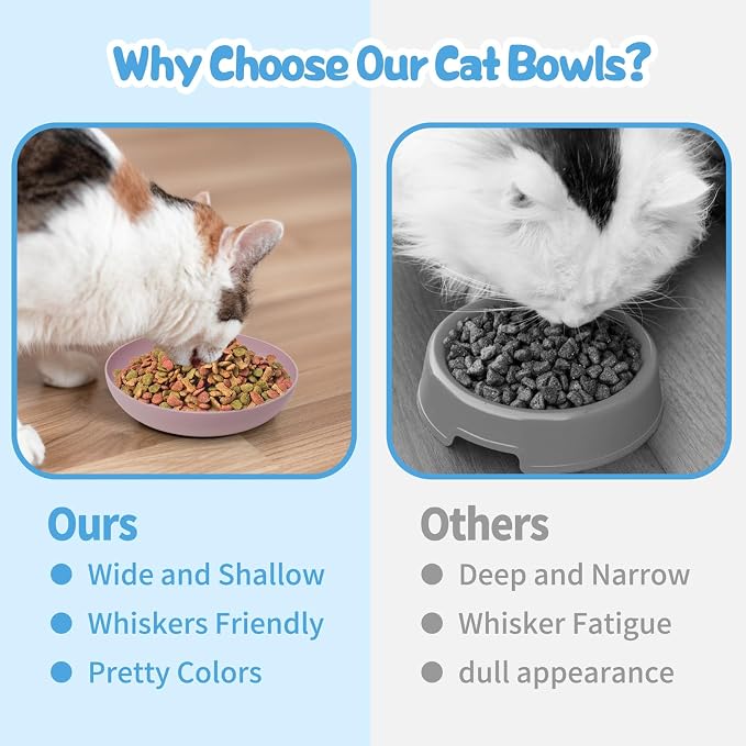 Cat Dishes Whisker Friendly, Shallow Wide Pet Food and Water Bowl, Durable - Image 6
