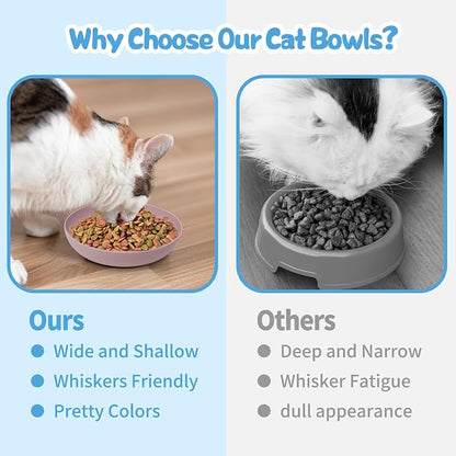 Cat Dishes Whisker Friendly, Shallow Wide Pet Food and Water Bowl, Durable - Image 6
