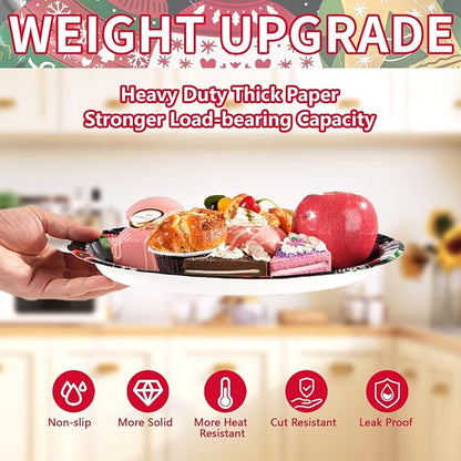 Grencian 50Pcs Ugly Sweater Oval Paper Plates 10" x 12" Large Disposable Heavy Duty Eat Drink And Be Ugly Paper Platters Tacky Sweater Dessert Plates for Winter New Year Holiday Dinner Party Supplies