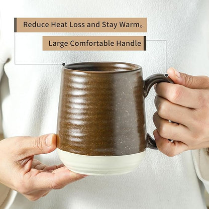 Hasense Coffee Cups Set of 6, 15 oz Stoneware Coffee Mugs - Image 5