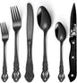 48 Pcs Gorgeous Retro Royal Black Silverware Set by Unknown