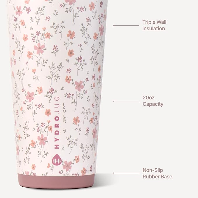 HydroJug Everyday Tumbler 20 oz, Ceramic-Lined Straw Cup, Magnolia | Vacuum - Image 3