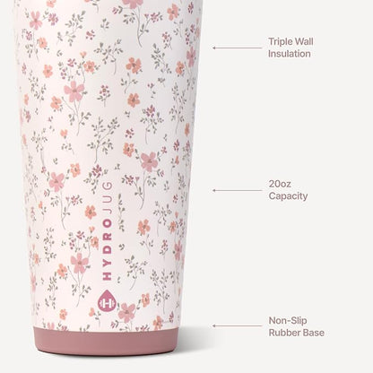 HydroJug Everyday Tumbler 20 oz, Ceramic-Lined Straw Cup, Magnolia | Vacuum - Image 3