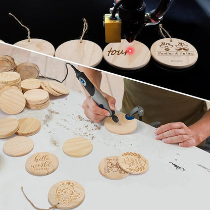 46Pcs Unfinished Wood Coasters-4" Unfinished Natural Wood Slices - Image 4