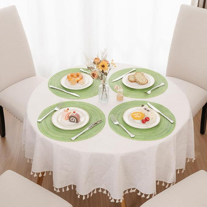 SHACOS Round Placemats Set of 4 Round Table Placemats Braided Cotton Place Mats - Image 8