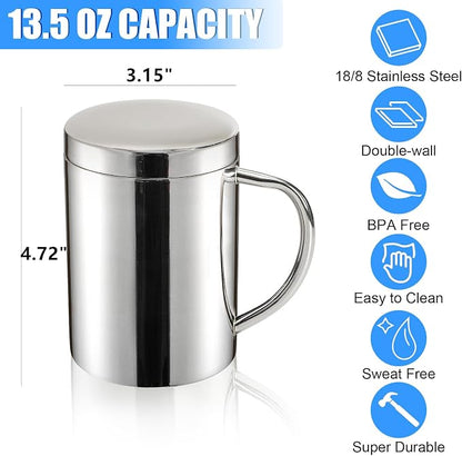 Yesland 2 Pack 13.5 oz Stainless Steel Double-Walled Metal Mugs - Image 2