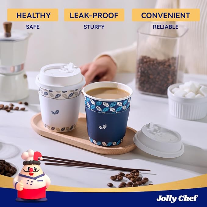 JOLLY CHEF 100 Pack 10 oz Paper Coffee Cups - Image 6