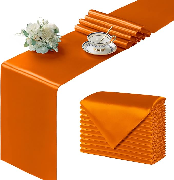 Manyshofu Orange Satin Table Runner 12x72 by Manyshofu