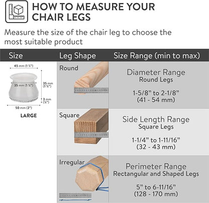 Aneaseit Chair Leg Floor Protectors - Silicone and Wool Felt Furniture Feet Covers for Hardwood Floors - Durable and Reusable Table Leg Pads - Grey, Set of 16 - Large (1.6″ - 2.1″)