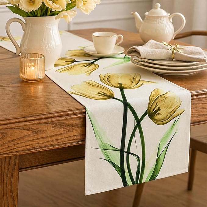 Floral Table Runner Mode Flowers Spring Summer Table Runner Seasonal Table - Image 2
