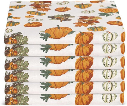 Urban Villa Christmas Napkins Pumpkin Print Cloth Napkins Set of 12 Premium Quality Dinner Napkins Cotton Oversized 20X20 in Cloth Napkins with Mitered Corners Ultra Soft Quality Dinner Napkins