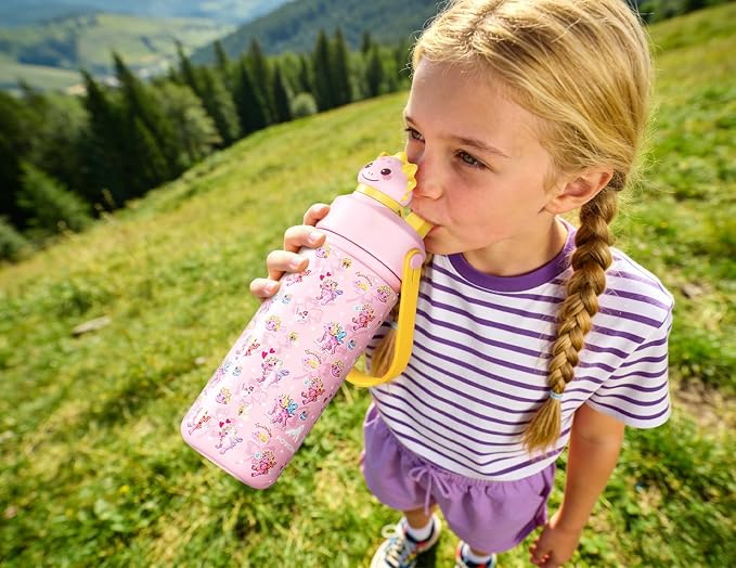 POWCAN 18 oz Kids Water Bottle: 2-in-1 Straw Spout Lid - Image 7