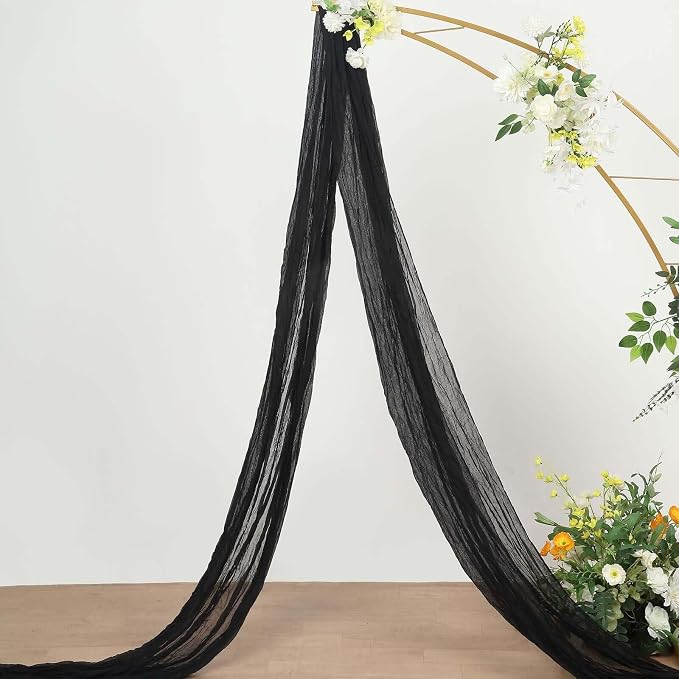 Efavormart 20ft Black Gauze Cheesecloth Wedding Arch Drapery Fabric, Extra Long - Image 2