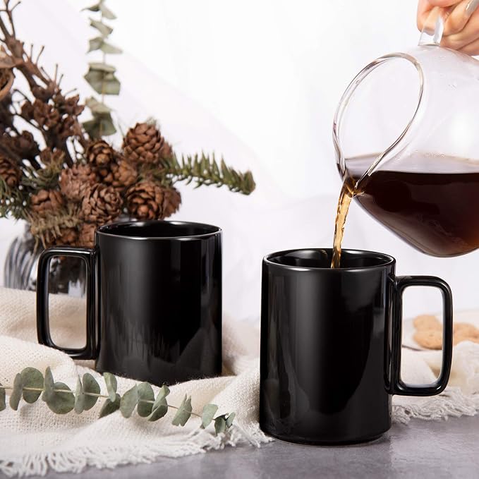E-liu Large 15 Ounces Porcelain Coffee Mug Tea Mugs Set of 6 | Cups - Image 7