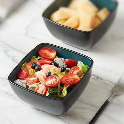 AmorArc 32oz Square Cereal Soup Bowls, Stoneware Bowls Set of 4 - Image 5