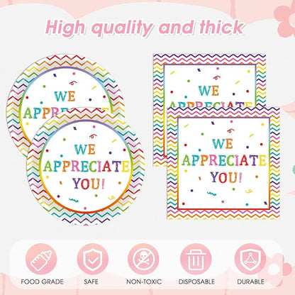 41Pcs We Appreciate You Decorations Rainbow Color Thank You Themed Tableware - Image 4