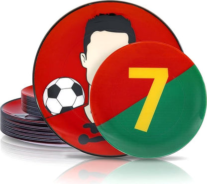 20 Pcs Red Plastic Soccer Plates, Disposable Plates by I00000