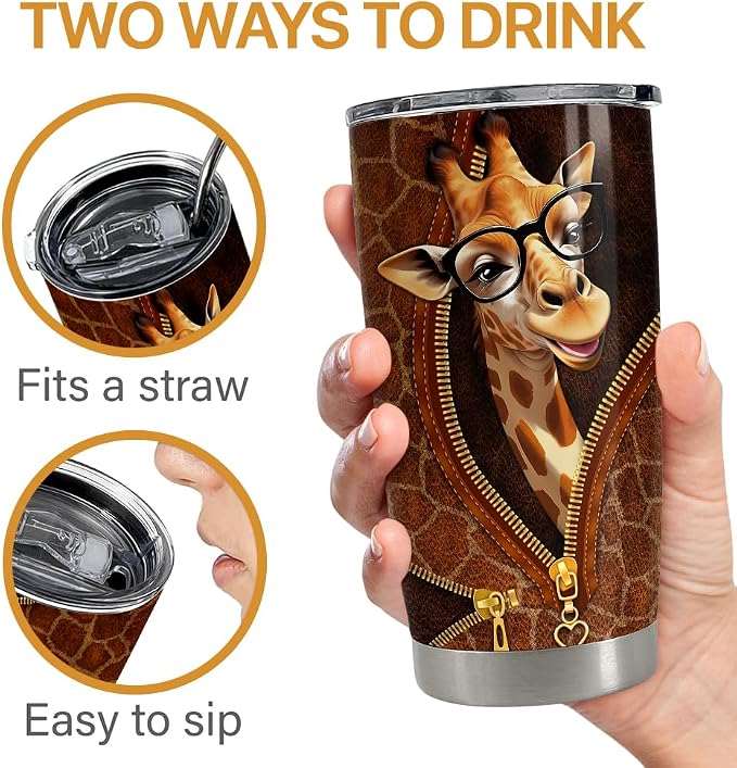 SANDJEST Giraffe Tumbler 20oz Stainless Steel Insulated Coffee Travel Mug Cup - Image 6