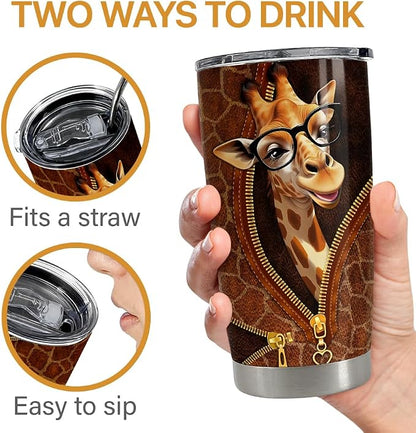 SANDJEST Giraffe Tumbler 20oz Stainless Steel Insulated Coffee Travel Mug Cup - Image 6