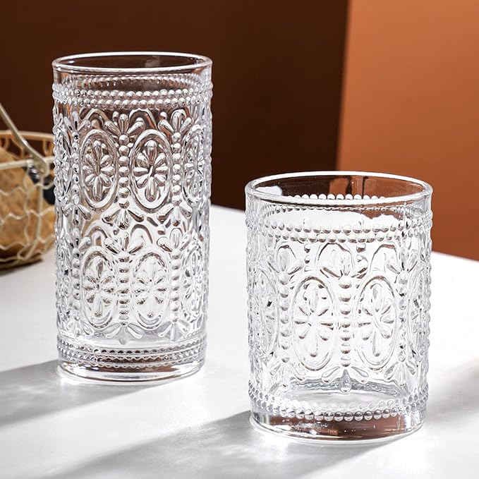 Bekith 6 Pack Drinking Glasses, 9.5 oz Romantic Water Glasses - Image 4
