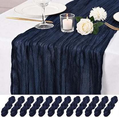 12 Pack Navy Blue Cheesecloth Table Runner 17x108 Inch Boho Rustic Semi Sheer by Unknown