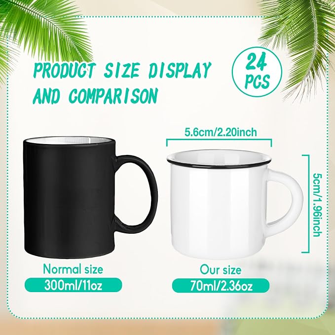Uiifan 24 Pcs Ceramic White Coffee Mugs Bulk Vintage Espresso Mug Mini Tea Cups - Image 3