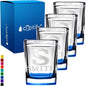 Personalized Shot Glasses Set of 4 Initial and Name 2oz Blue Bottom Etched Square Shot Glass Engraved with Custom Text Birthday Gift for Men and Women