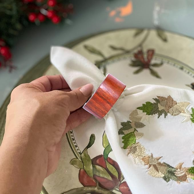 Rosewood Napkin Rings Set of 12 Wooden Table Decor | handmade rosewood napkin - Image 6