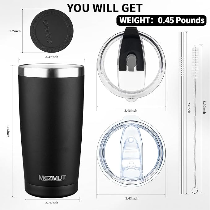 MEZMUT 20oz Insulated Tumbler Cup Travel Coffee Mug - Image 3