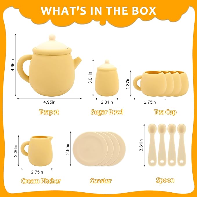 MCGMITT Toy Tea Set, Silicone Tea Party Set - Image 4