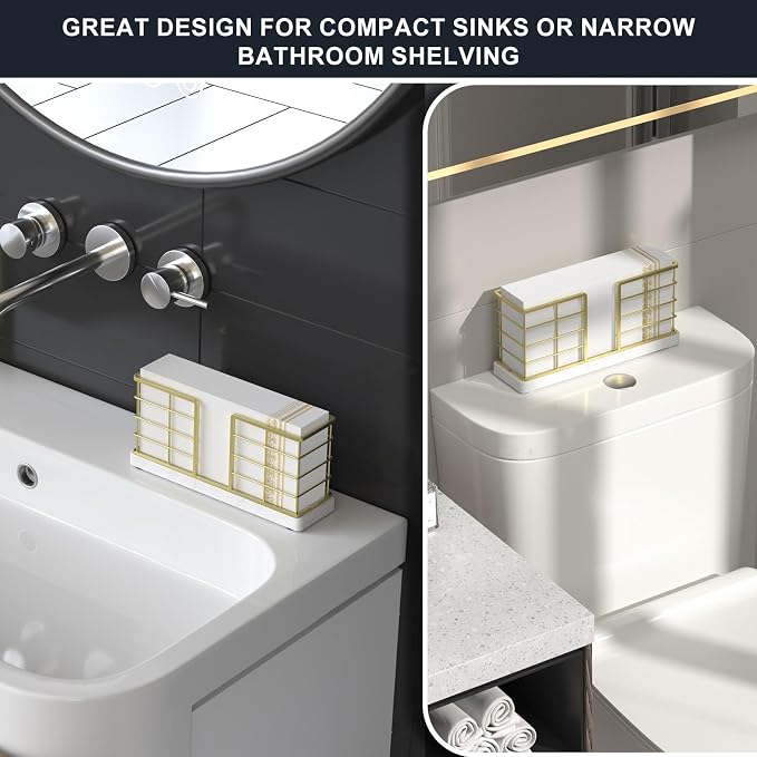 Wican Marble Vertical Stance Bathroom Napkin Holder, Takes Up Less Space | - Image 3