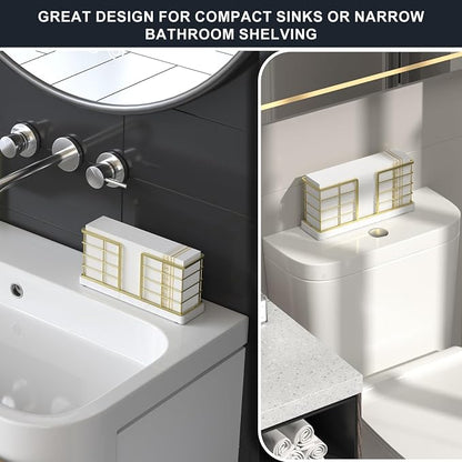 Wican Marble Vertical Stance Bathroom Napkin Holder, Takes Up Less Space | - Image 3