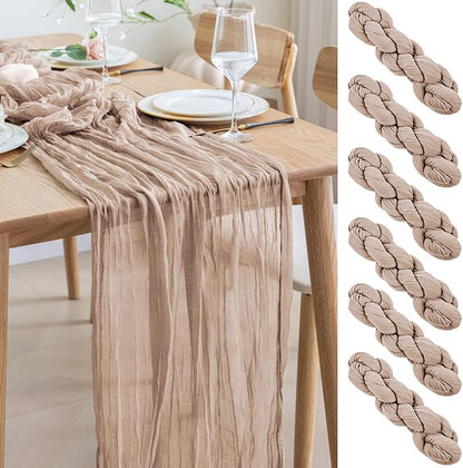 Asee'm 6pcs Nude Pink Cheesecloth Table Runner Summer Boho Rustic 10FT | Fall by Aseem