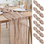 Asee'm 6pcs Nude Pink Cheesecloth Table Runner Summer Boho Rustic 10FT | Fall by Aseem