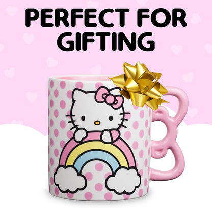 Silver Buffalo Sanrio Hello Kitty Rainbow, 3D Sculpted Handle Mug, 20oz | Polka - Image 6