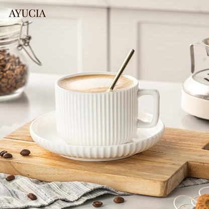 8 Ounce Cappuccino Cups Set of 4, Latte Mugs - Image 7