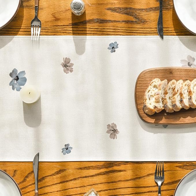 Artoid Mode Brown Poppy Floral Leaves Spring Table Runner, Seasonal Summer - Image 3