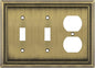 Henne Bery Sunken Pearls Heavy Duty Decorative Wall Plate Switch Plate Outlet Cover (Double Toggle/Single Duplex, Antique Brass)